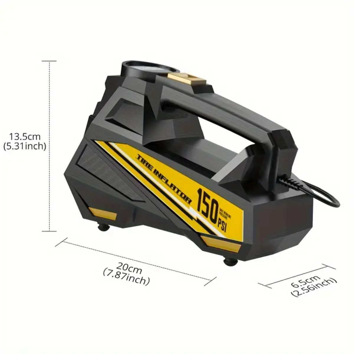 Digital Tire Inflator – 12V Portable Air Compressor Pump with LED Light & Digital Display, 150 PSI, for Cars, Motorcycles & Bicycles (Cigarette Lighter Port Powered)