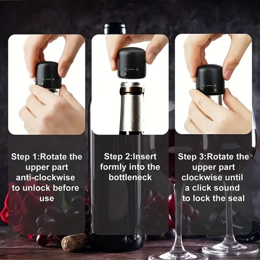 Vacuum Wine Bottle Stoppers – Reusable Leak-Proof Champagne & Wine Preservers for Home, Restaurants & Events (1pc/2pcs)